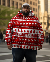 Weihnachts-Kapuzenpullover mit Rentier- und Schneeflocken-Motiv für Herren in Übergröße
